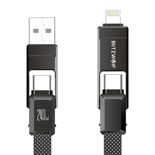 Blitzwolf BW-HDC7 4-in-1 USB+C+Lightning cable 240W 1.2m (black)_0