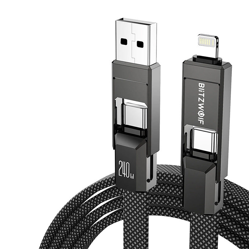 Blitzwolf BW-HDC7 4-in-1 USB+C+Lightning cable 240W 1.2m (black)_1