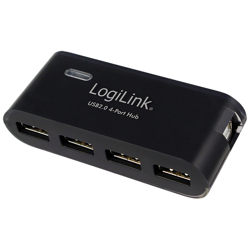 Hub usb 2.0 de 4 portas, preto - com alimentador e cabo usb logilink_0