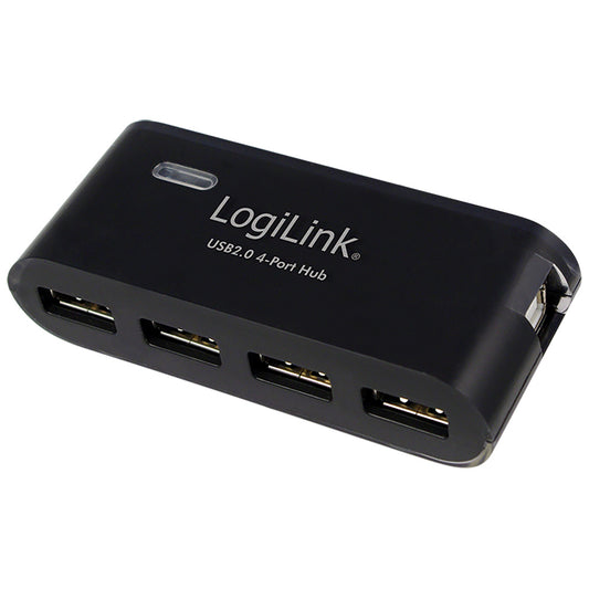 Hub usb 2.0 de 4 portas, preto - com alimentador e cabo usb logilink_0