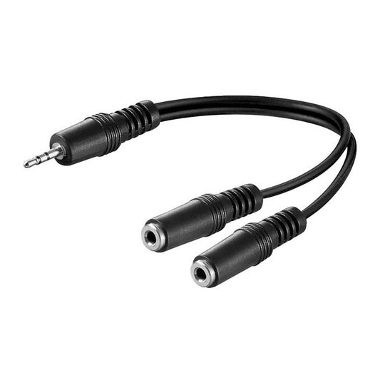 Cabo 20cm adaptador audio 1m a 2h jack 3,5 stereo logilink_0