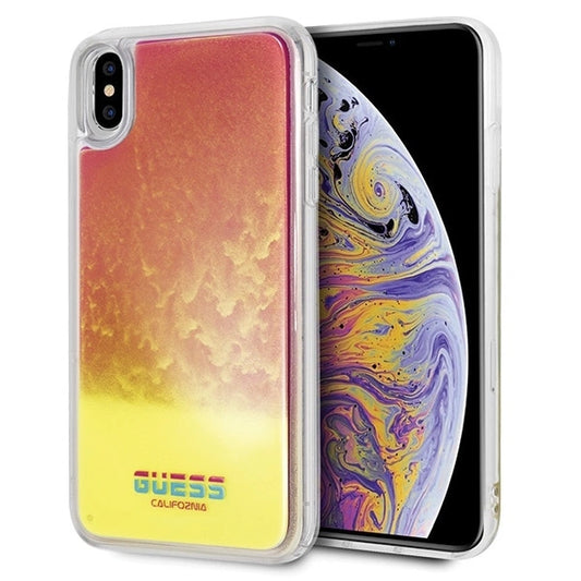 Guess GUHCI65GLCPI iPhone Xs Max różowy /pink hard case California Glow in the dark_0