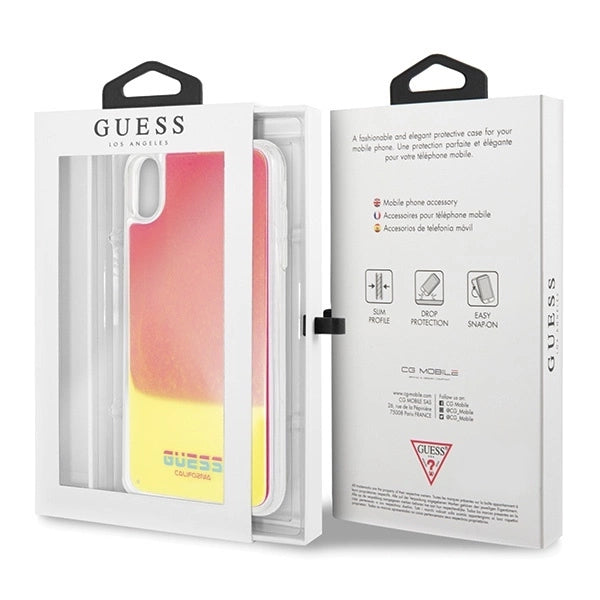 Guess GUHCI65GLCPI iPhone Xs Max różowy /pink hard case California Glow in the dark_6