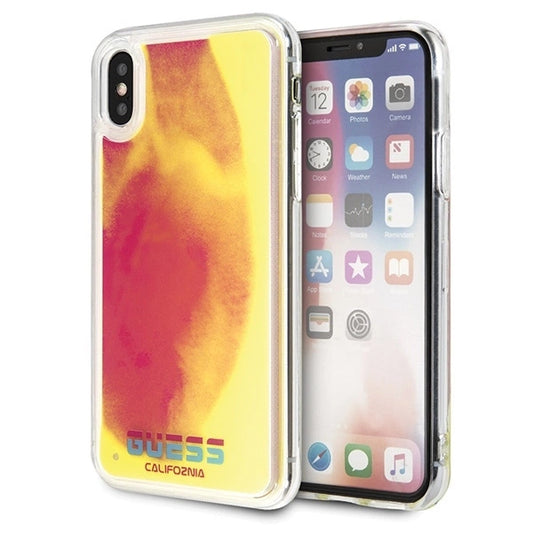 Guess GUHCPXGLCPI iPhone X/Xs różowy /pink hard case California Glow in the dark_0