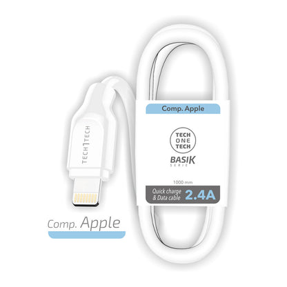 Cable USB 2.0 Lightning Tech One Tech TEC2902/ Lightning Macho - USB Macho/ 1m/ Blanco_1