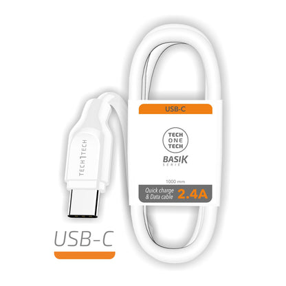 Cable USB Tipo-C Tech One Tech TEC2903/ USB Tipo-C Macho - USB Macho/ 1m/ Blanco_1