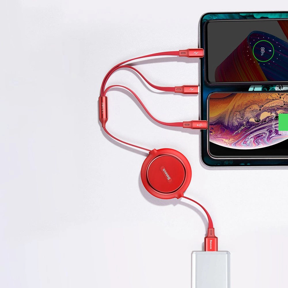 Baseus Golden Loop 3in1 extendable cable USB - micro USB / Lightning / USB-C 3.5A 35cm - 120cm black (CAMLT-JH01)_13