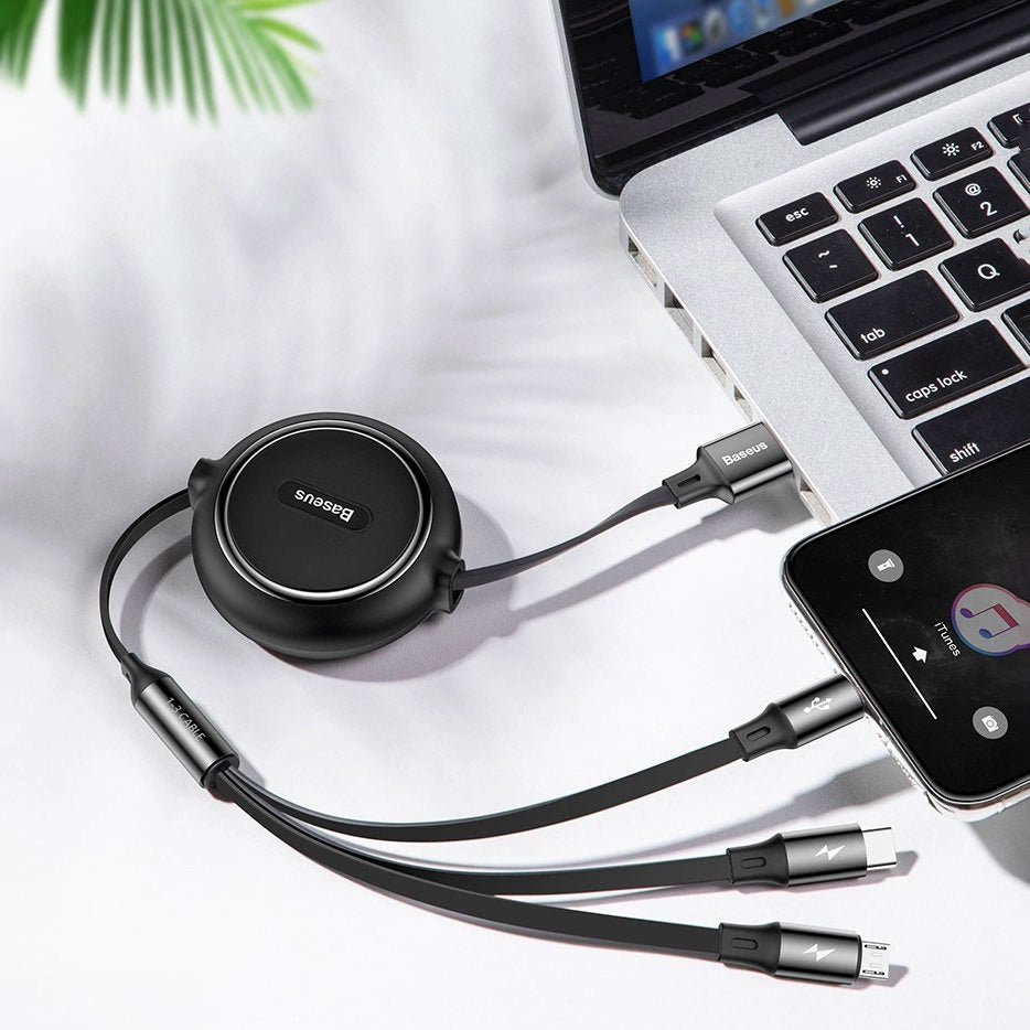 Baseus Golden Loop 3in1 extendable cable USB - micro USB / Lightning / USB-C 3.5A 35cm - 120cm black (CAMLT-JH01)_14