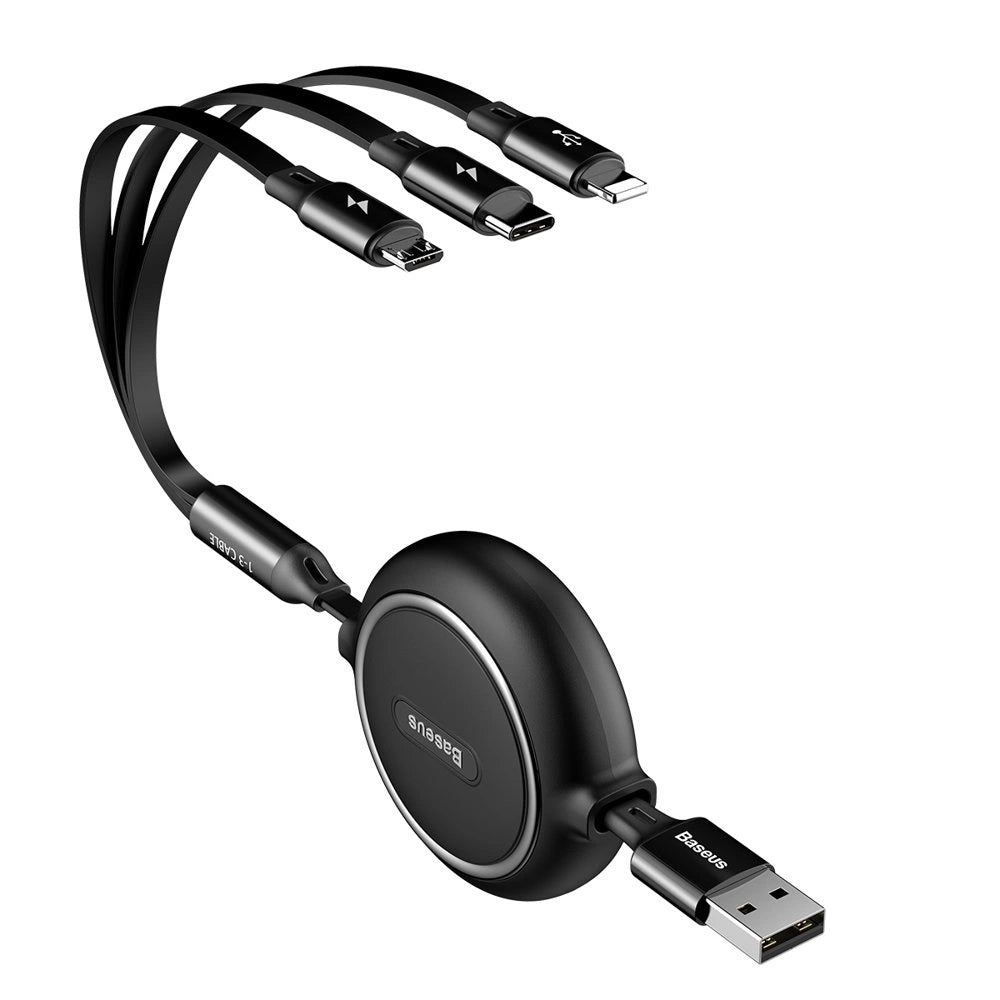 Baseus Golden Loop 3in1 extendable cable USB - micro USB / Lightning / USB-C 3.5A 35cm - 120cm black (CAMLT-JH01)_1