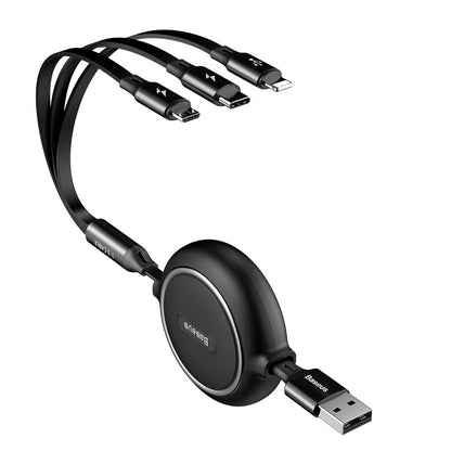Baseus Golden Loop 3in1 extendable cable USB - micro USB / Lightning / USB-C 3.5A 35cm - 120cm black (CAMLT-JH01)_1