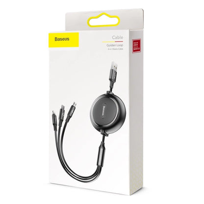 Baseus Golden Loop 3in1 extendable cable USB - micro USB / Lightning / USB-C 3.5A 35cm - 120cm black (CAMLT-JH01)_17