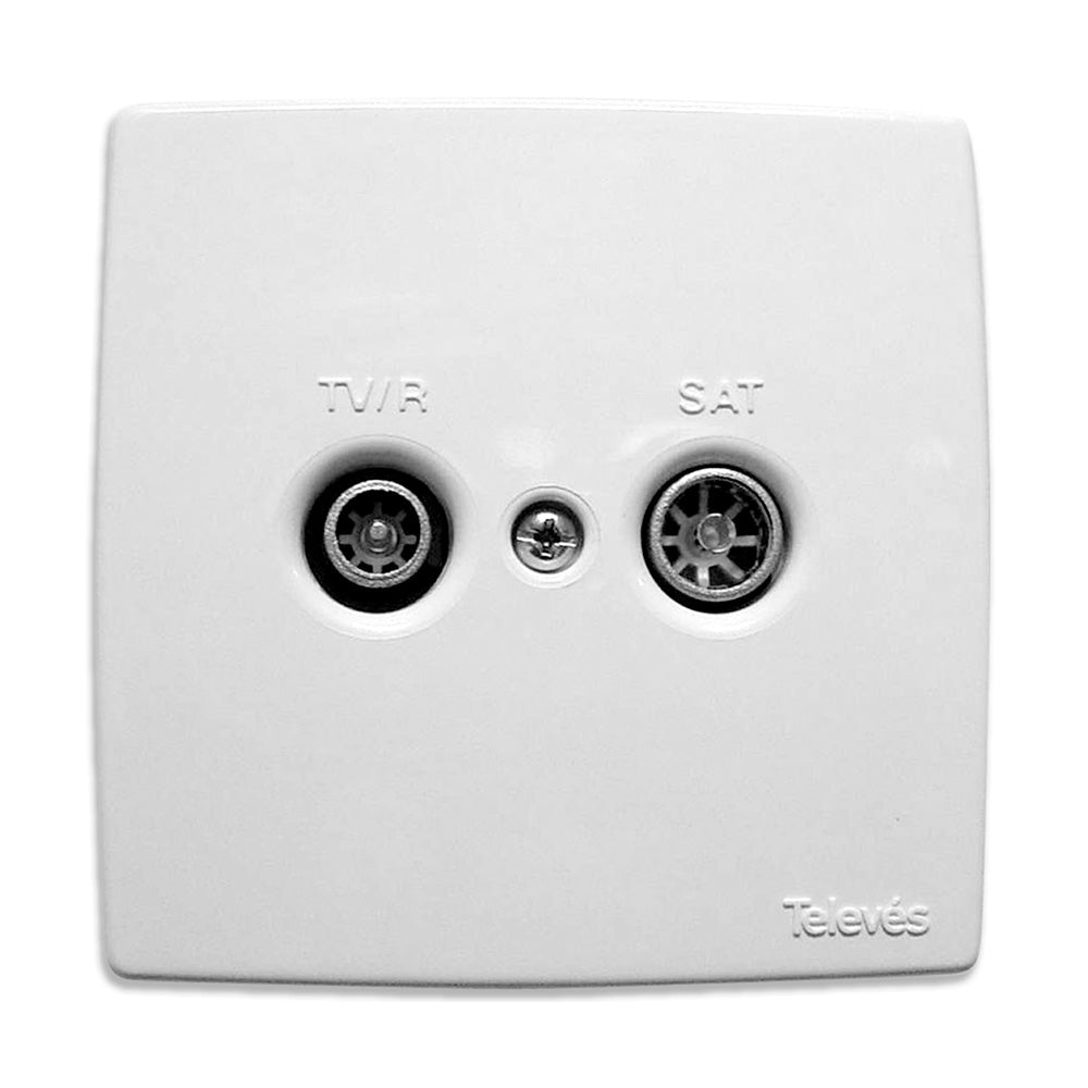 Embelhecedor branco de plastico para tomada dupla televes_0