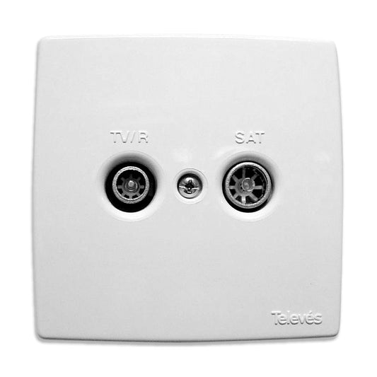 Embelhecedor branco de plastico para tomada dupla televes_0