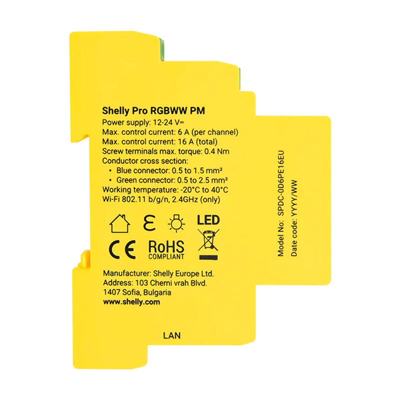 Shelly RGBWW Pro WiFi 5-Channel DIN Rail Lighting Controller_2