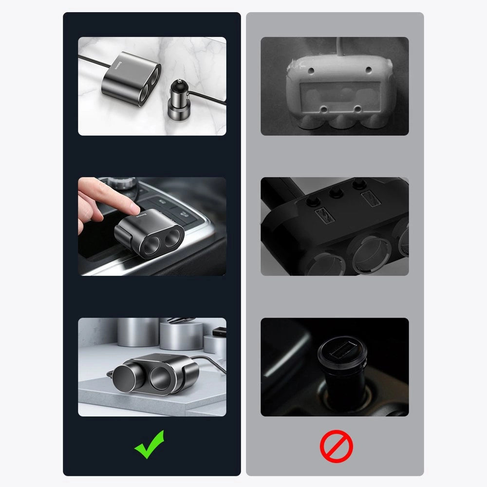 Baseus CRDYQ-01 splitter 2x cigarette lighter socket 80W 2x USB-A 3.1A - black_18