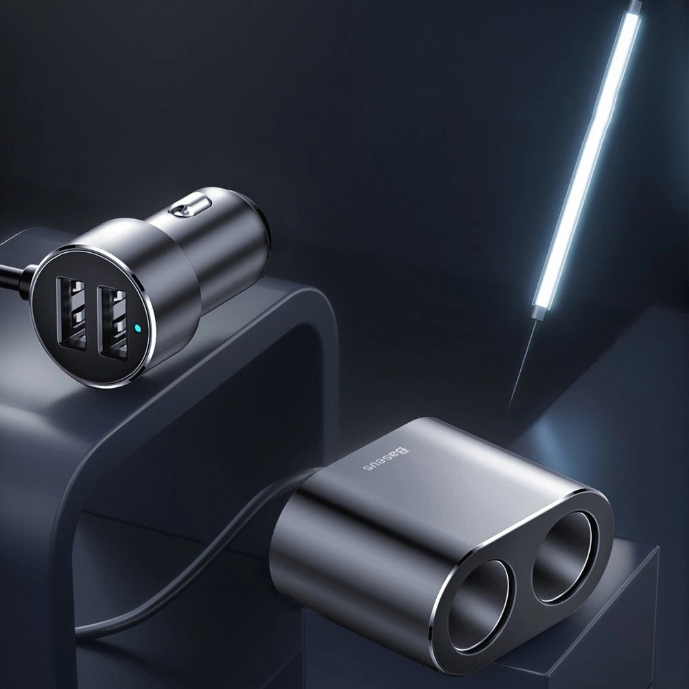 Baseus CRDYQ-01 splitter 2x cigarette lighter socket 80W 2x USB-A 3.1A - black_13