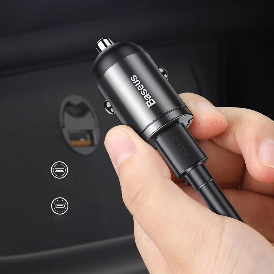 Baseus Tiny Star Mini Quick Charge Car Charger USB Port 30W Grey_16