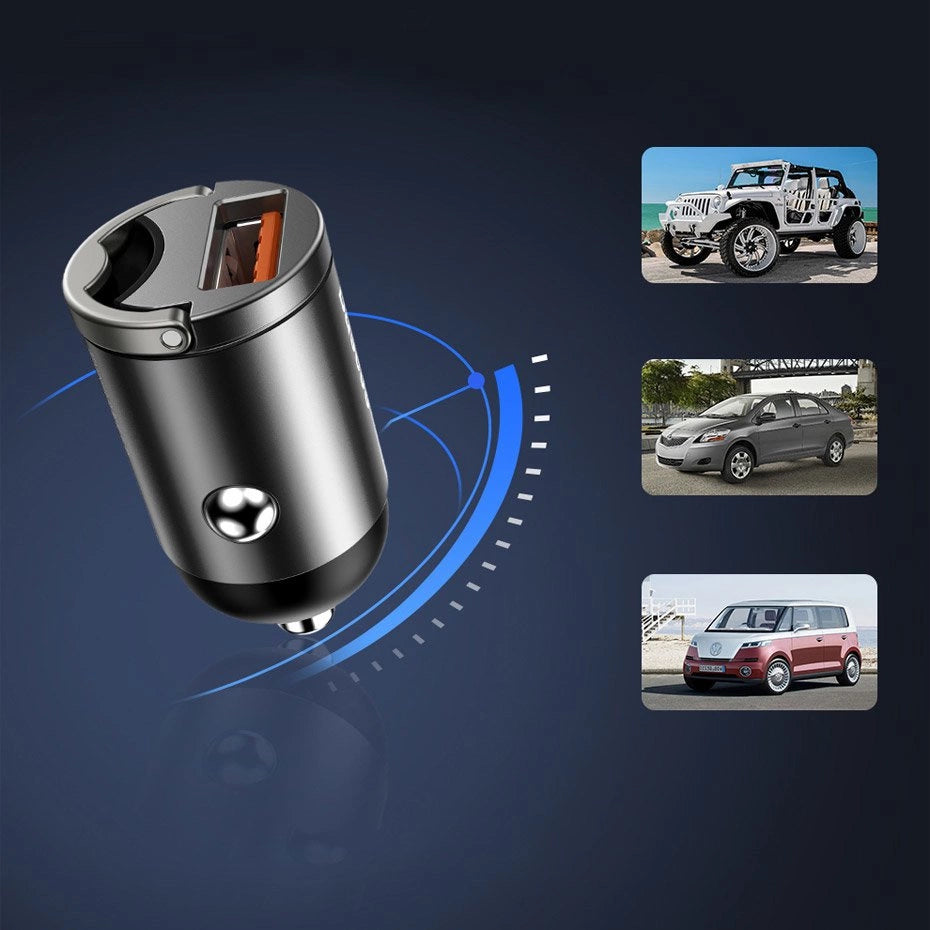Baseus Tiny Star Mini Quick Charge Car Charger USB Port 30W Grey_26