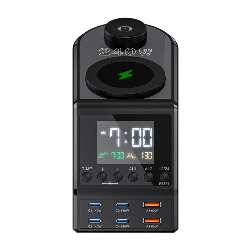 Blitzwolf BW-FW10 alarm clock with charger 2xUSB-A, 4xUSB-C, 240W_1