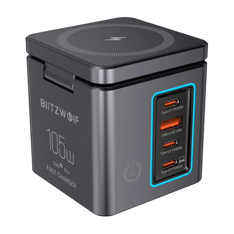 Blitzwolf BW-i113 GaN, USB-A, 3xUSB-C, 105W mains charger_0