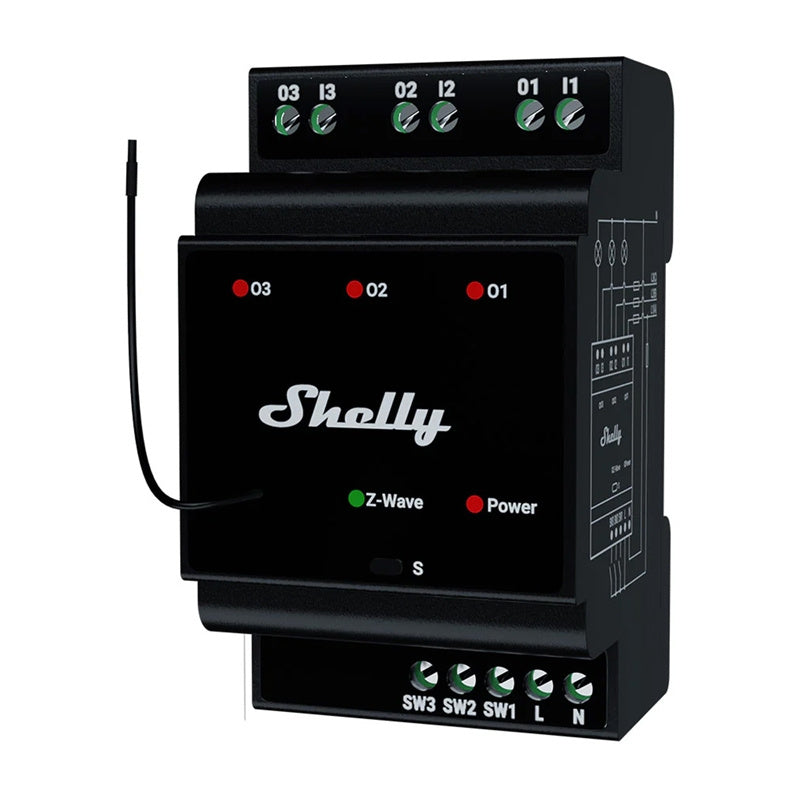 Shelly Qubino Wave Pro 3 Z-Wave 3 channel DIN rail relay_0