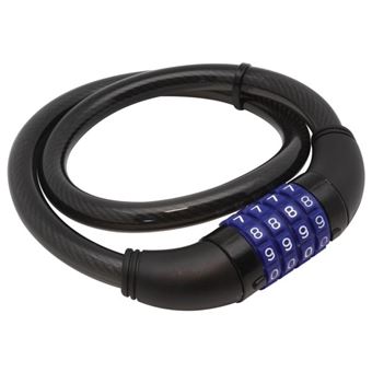 Cadeado para Bicicleta com Código de 4 Dígitos Cabo de Aço Ø12 mm x 650 mm