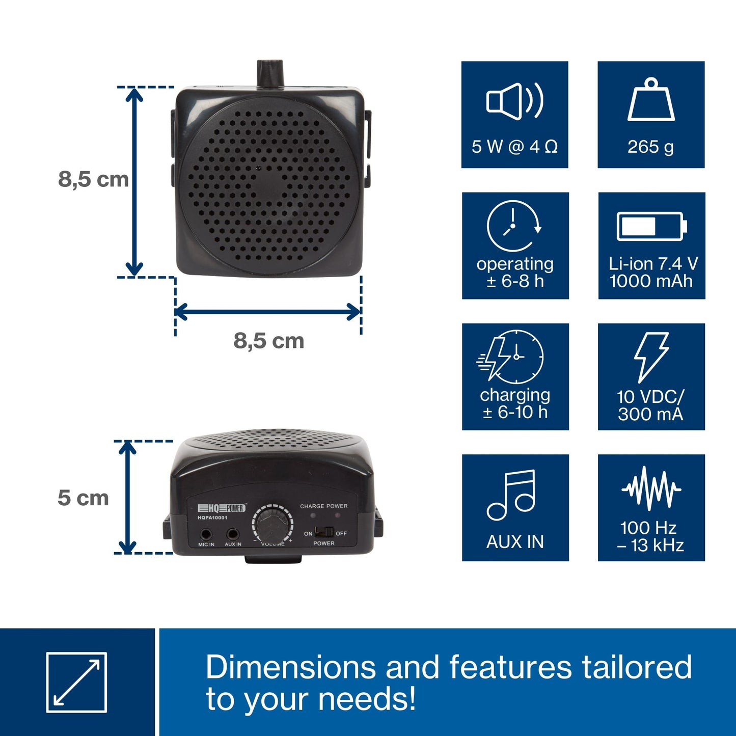 Microfone Headset c/ Coluna Amplificada 5W AUX e Bateria HQ POWER