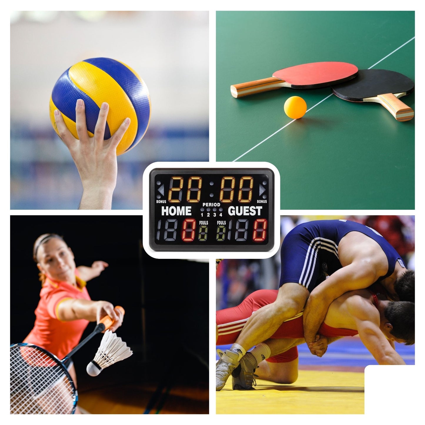 Placar Digital Marcador Desportivo c/ temporizador multifuncional 40,5 x 62 cm