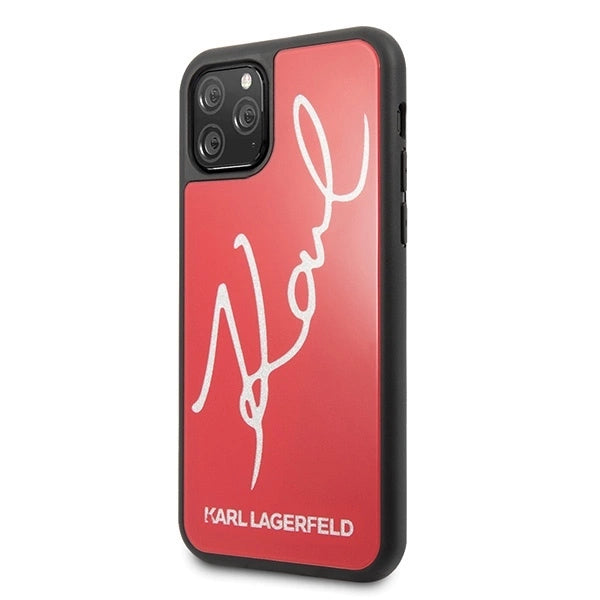 Karl Lagerfeld KLHCN58DLKSRE iPhone 11 Pro czerwony/red hard case Signature Glitter_1