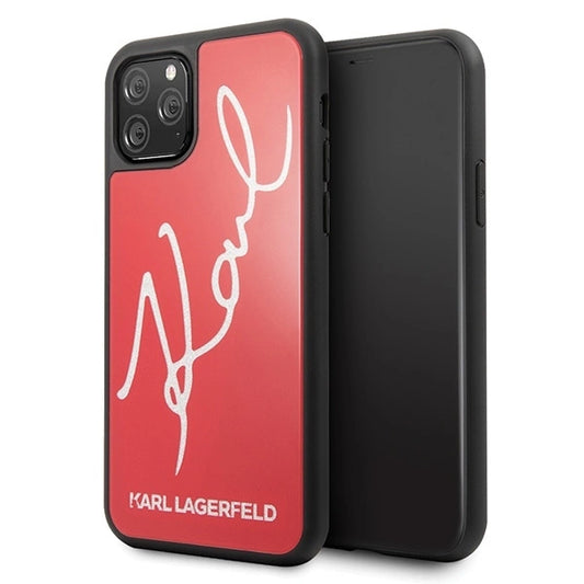 Karl Lagerfeld KLHCN65DLKSRE iPhone 11 Pro Max czerwony/red hard case Signature Glitter_0