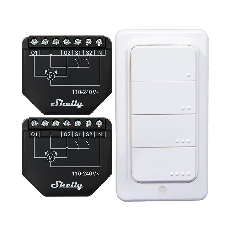 Set of 2 Blind/curtain WiFi controllers Shelly Shutter + BLU RC Button 4_0