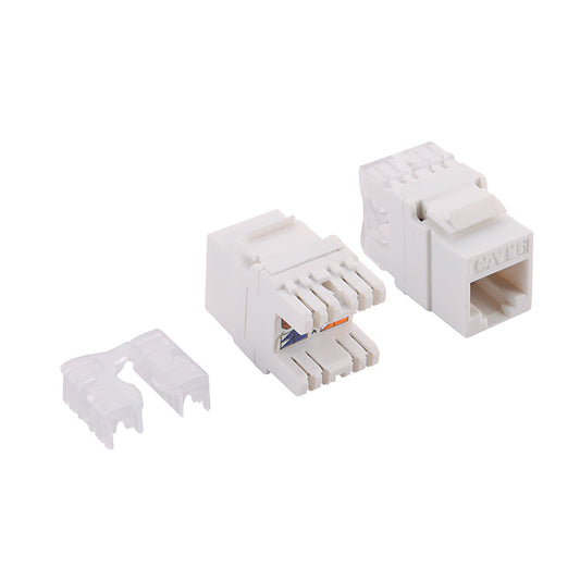 Conector fÃªmea rj45 utp cat.6 keystone, perfurado 180Â°_0