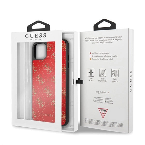 Guess GUHCN654GGPRE iPhone 11 Pro Max red/red hard case 4G Double Layer Glitter_6