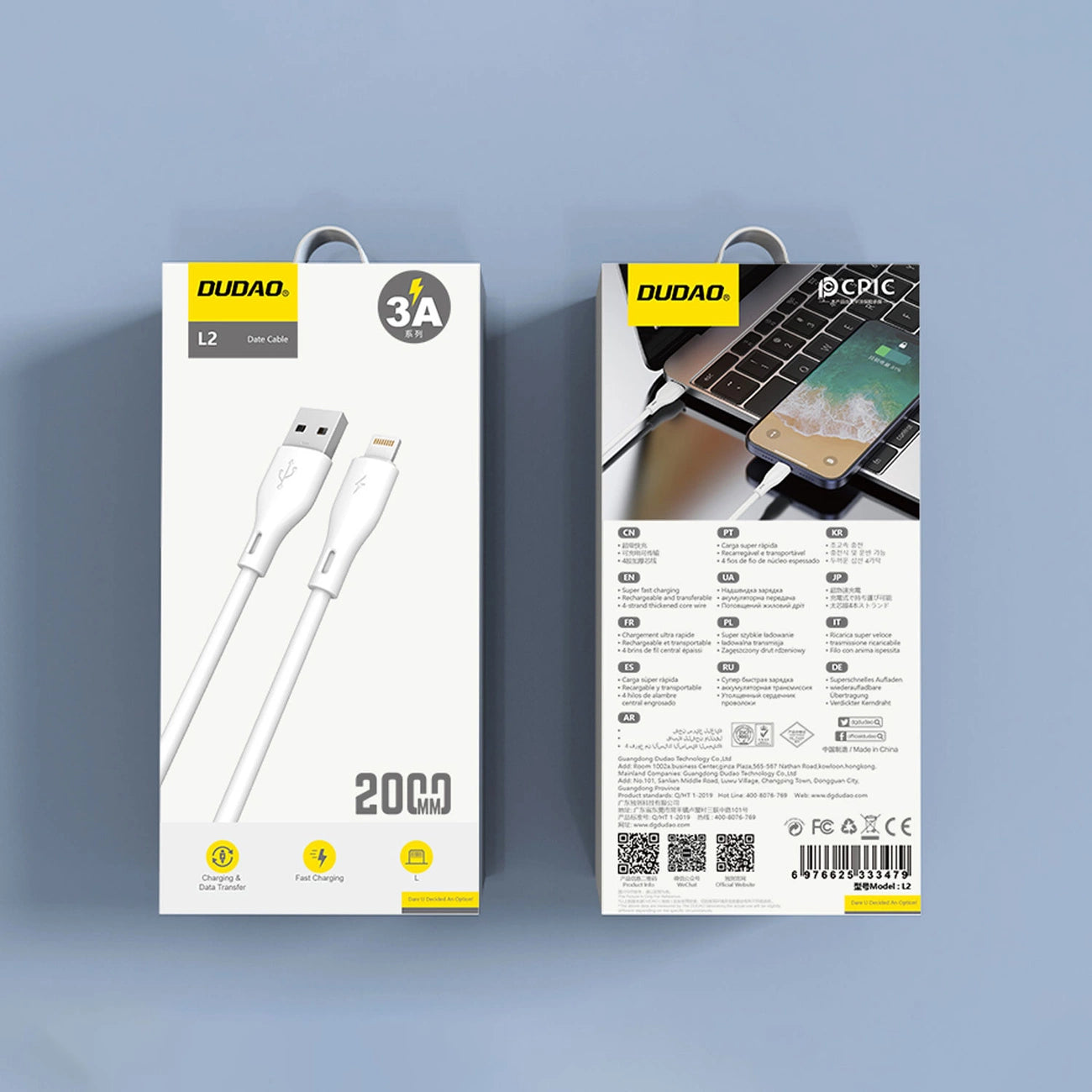 Dudao L2L USB-A / Lightning 3A Cable 2m - White_9