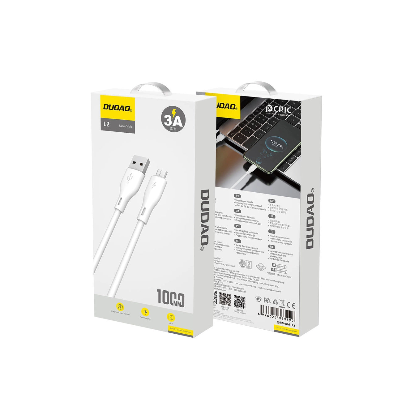 Dudao USB / micro USB 3A cable 1m white (L2M 1m white)_4