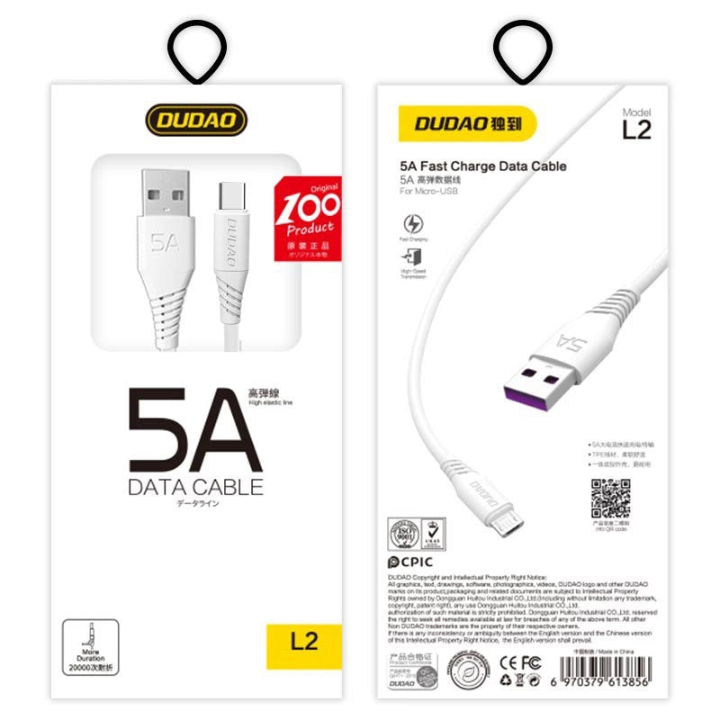 Dudao cable USB / USB Type C 5A 1m white (L2T 1m white)_2