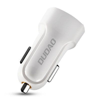 Dudao car kit charger 2x USB 2.4A + cable USB 3in1 Lightning / Type C / micro USB cable white (R7 white)_1