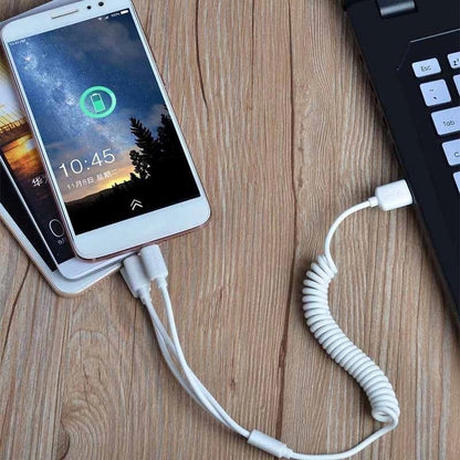 Dudao car kit charger 2x USB 2.4A + cable USB 3in1 Lightning / Type C / micro USB cable white (R7 white)_4