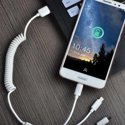 Dudao car kit charger 2x USB 2.4A + cable USB 3in1 Lightning / Type C / micro USB cable white (R7 white)_5