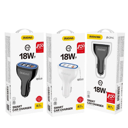 Dudao car charger quick charge Quick Charge 3.0 QC3.0 2.4A 18W 3x USB white (R7S white)_10