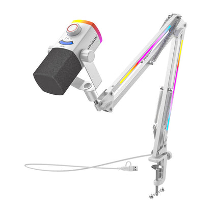 Fifine AM8proTW dynamic microphone with boom arm (white)_1