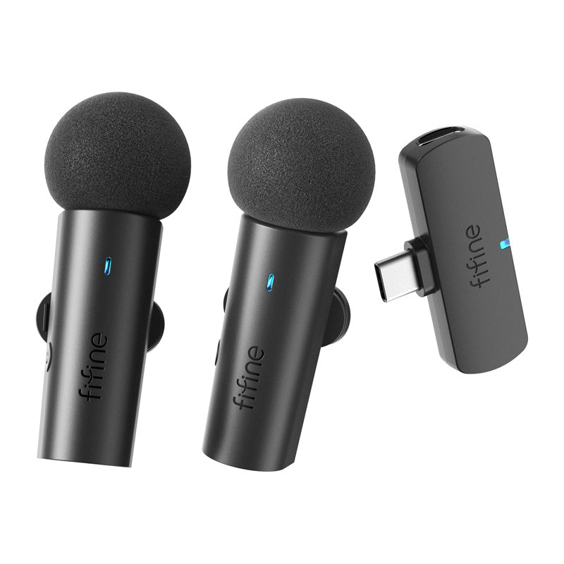Fifine M8 wireless tie microphone set, 2pcs (black)_0