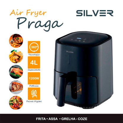Fritadeira Air Fryer (Sem Óleo) Silver Praga P390ATL 4L 1200W Preta