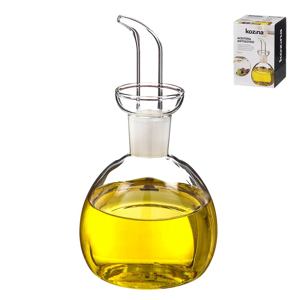 Dispensador de Ã³leo de vidro com tampa abaulada e sistema antigotejamento, capacidade de 500 ml._0