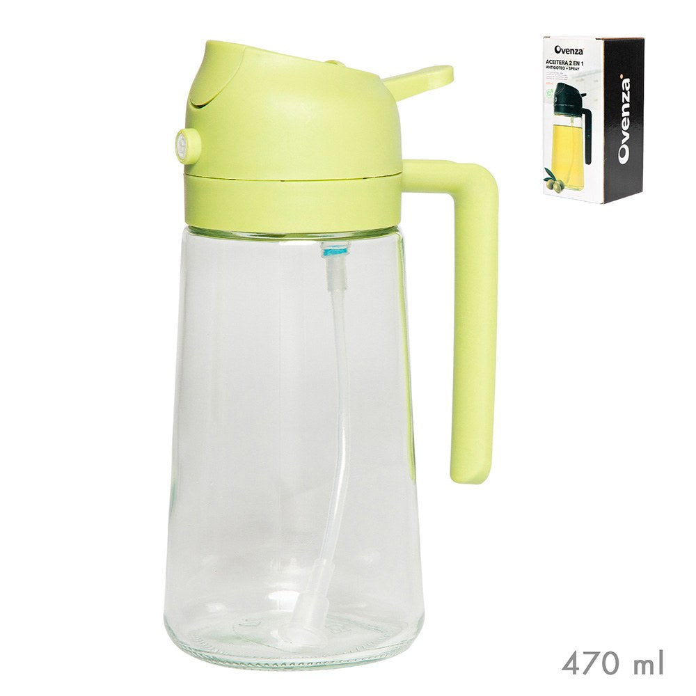 Galheteiro 2 em 1 antigota/ spray, verde, 430 ml_0