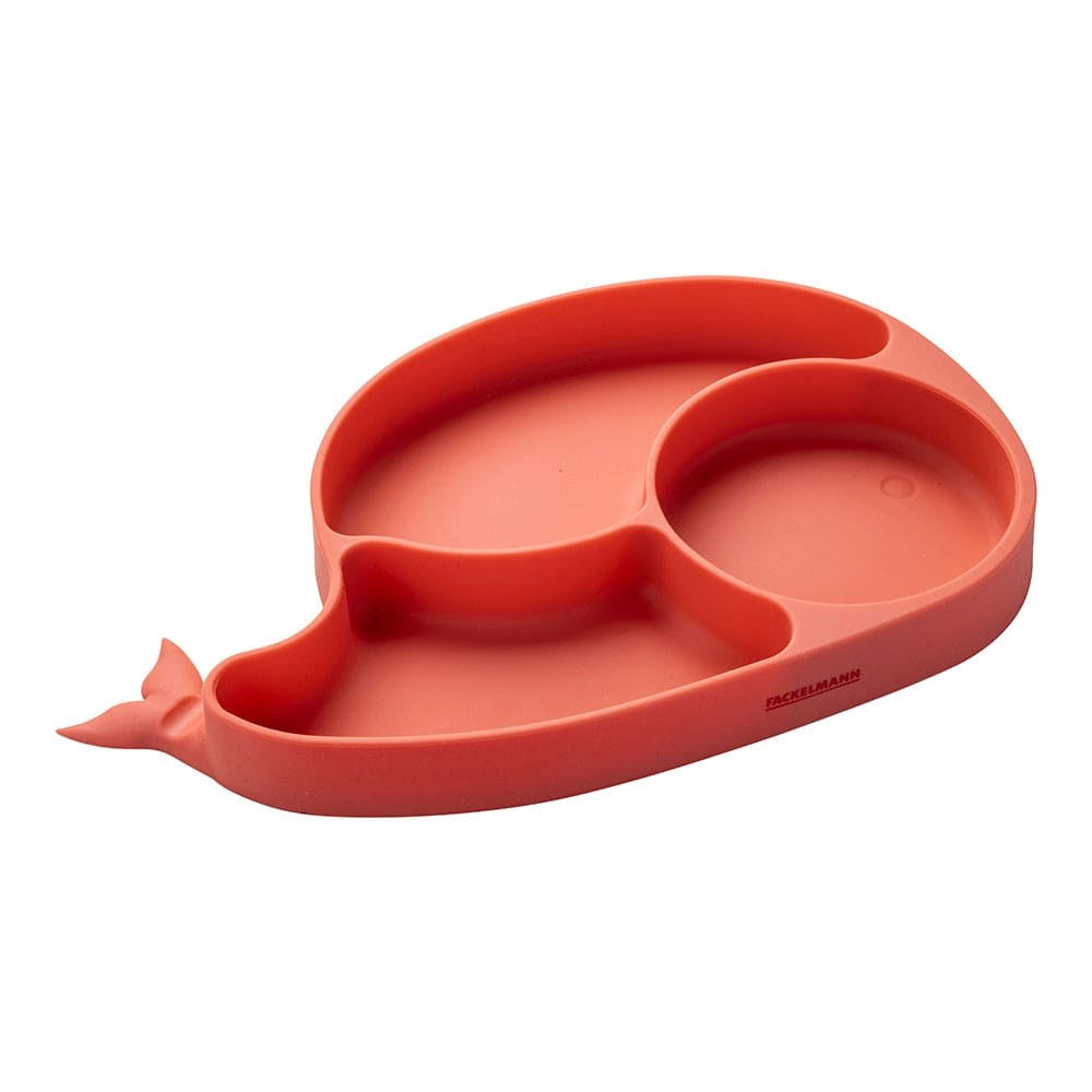 Prato de silicone em formato de baleia coral com ventosa_0
