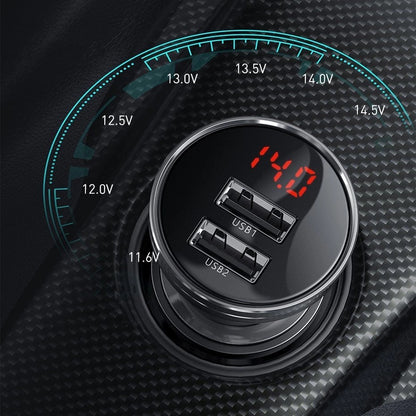 Baseus 2x USB 4.8A 24W car charger with LCD + 3in1 cable USB - USB Type C / micro USB / Lightning 1.2m black (TZCCBX-0G)_13