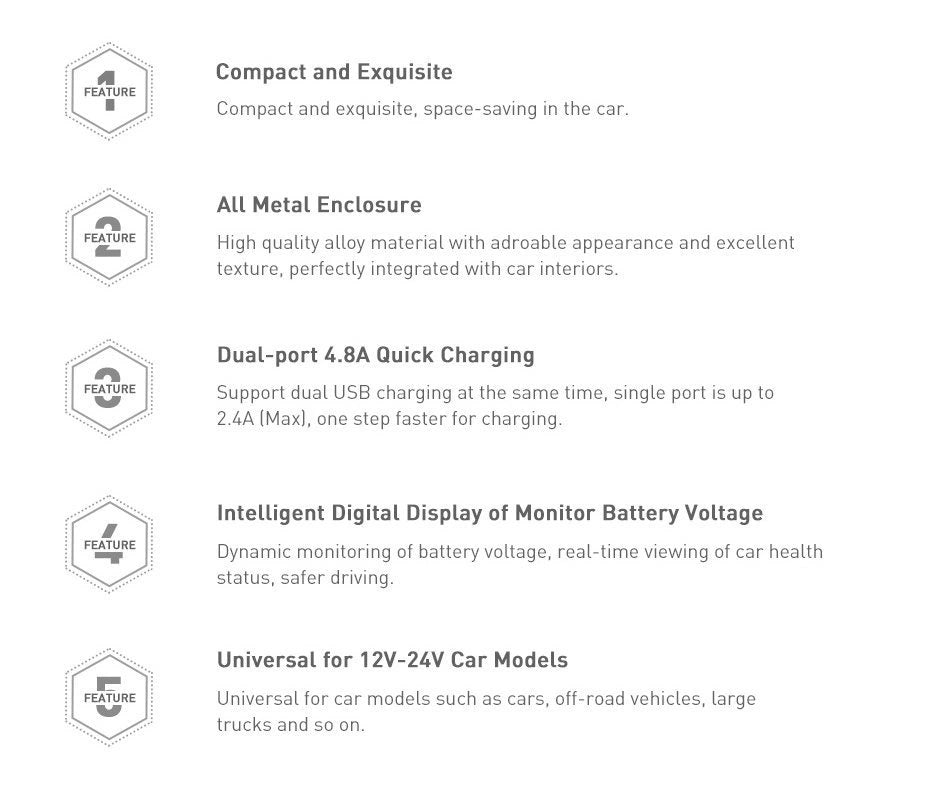 Baseus 2x USB 4.8A 24W car charger with LCD + 3in1 cable USB - USB Type C / micro USB / Lightning 1.2m black (TZCCBX-0G)_19