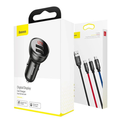 Baseus 2x USB 4.8A 24W car charger with LCD + 3in1 cable USB - USB Type C / micro USB / Lightning 1.2m black (TZCCBX-0G)_20