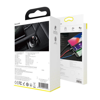 Baseus 2x USB 4.8A 24W car charger with LCD + 3in1 cable USB - USB Type C / micro USB / Lightning 1.2m black (TZCCBX-0G)_21